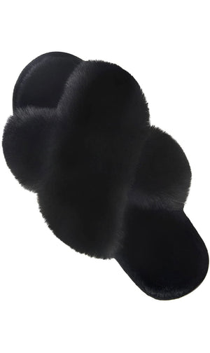 Classic Black Peluche Slippers 🖤